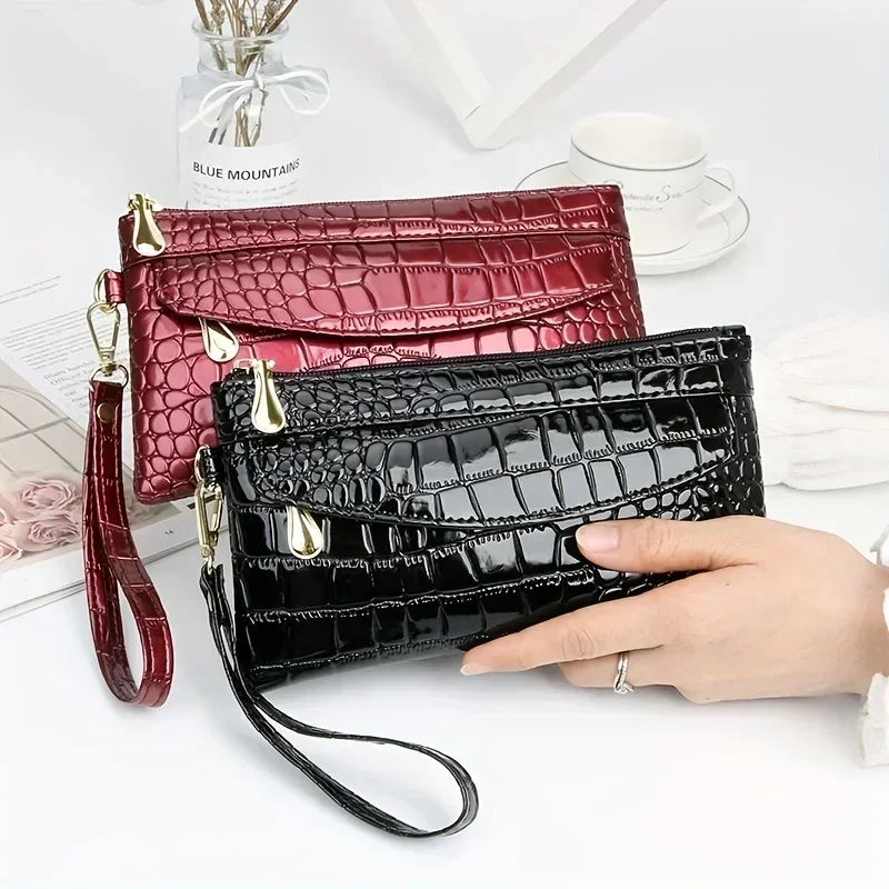 Purse PU Leather Textured Wristlet Wallet