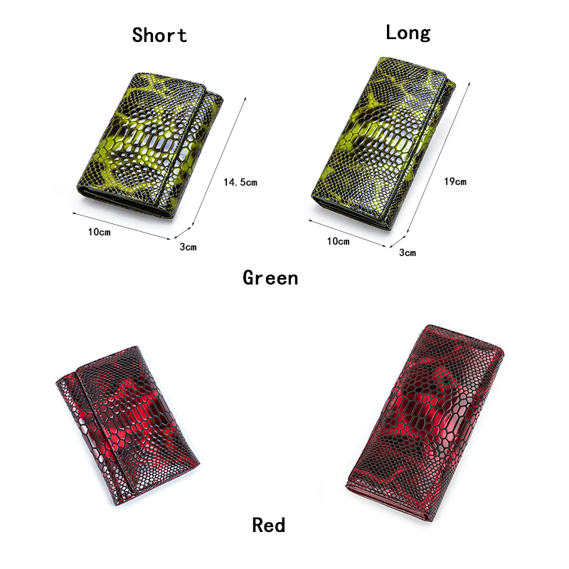 CONTACT'S Genuine Leather Wallets for Women Fashion Serpentine Design Card Holders Coin Purses Money Clip Female Bags Handbags
