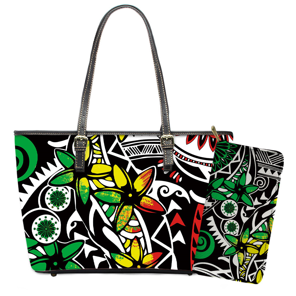 Noisydesigns Gradient Enthic Tribe Tribal Printing 2pcs PU Leather Daily Totes Trendy Orange Tops 2pcs Shoulder Messenger Bolsa