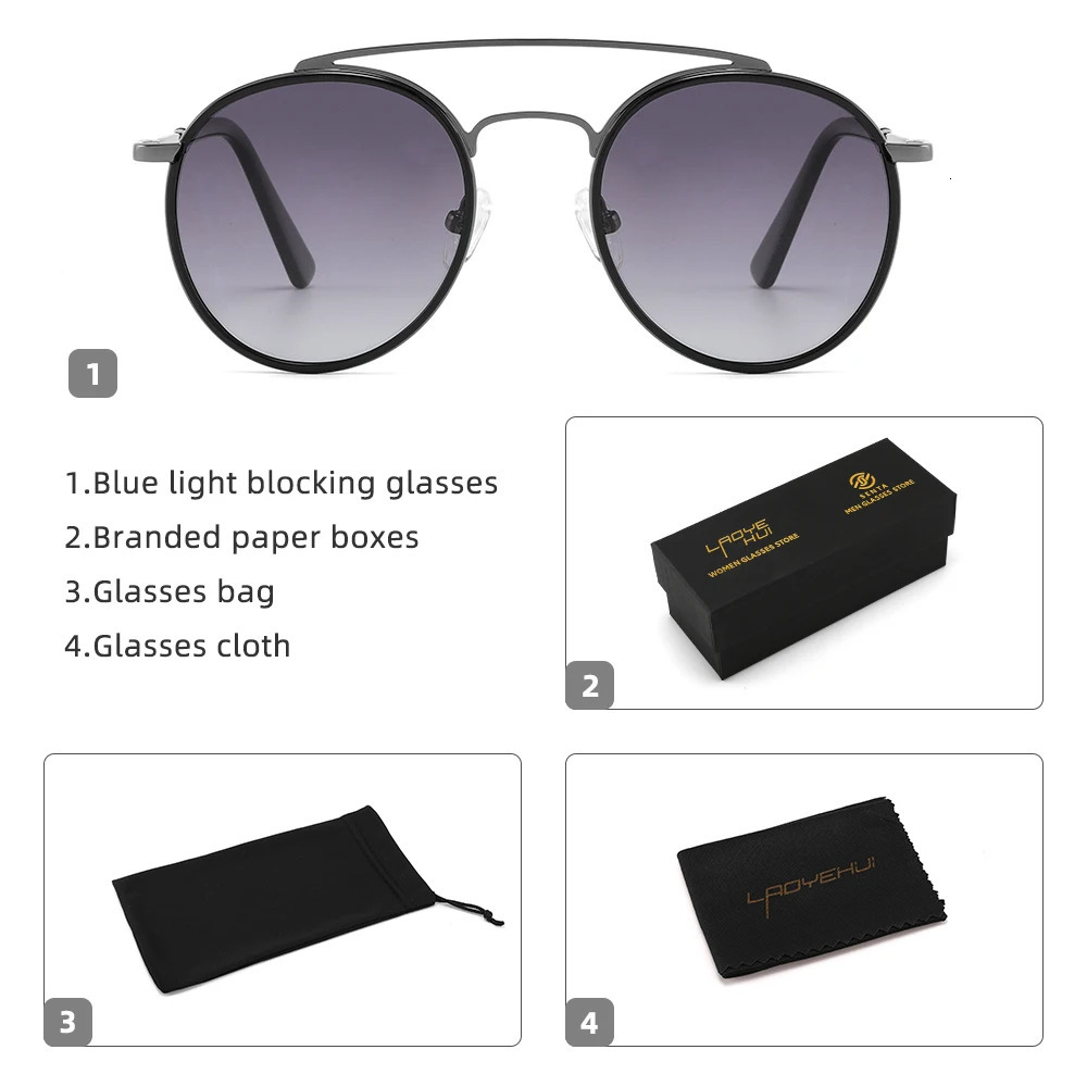 Classic Round Retro Sunglasses Round Double Bridge Metal Polarized Sunglasses Travel Glasses Shadows Lentes De Sol Para Mujer 241106