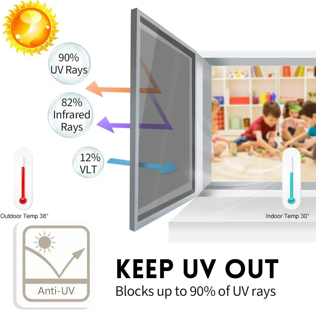 House Window Tint Privacy Film Anti Look Vinyl Mirror Foil Non Adhesive Car Glass Screen Stickers Rolls Heat UV Protection Tools 241107