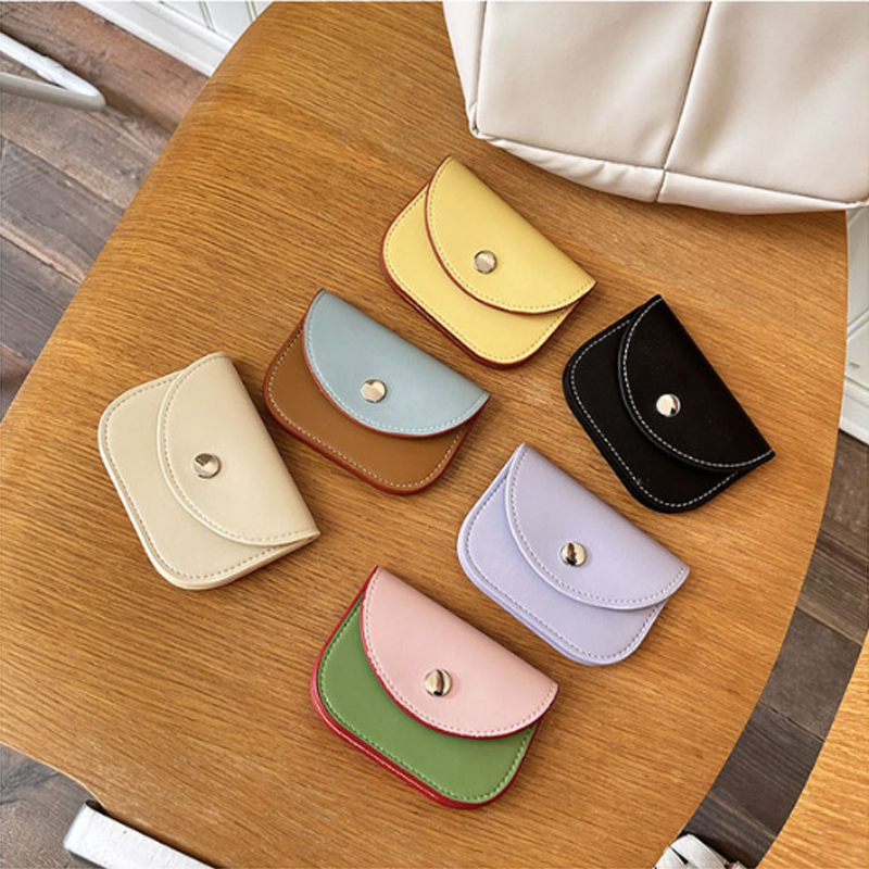 Korean girls high appearance smooth leather envelope card sleeves simple style cardholder coin small gadget short wallet