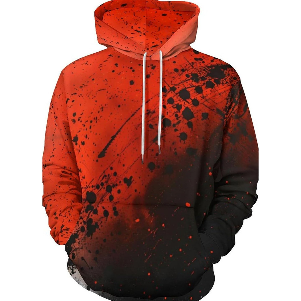 Hoodie for Mens Womens Unisex 3D Digital Print Sweatshirts Hooded Top Galaxy Pattern Pullover Hoodie Graphic Cool colored patterns red
