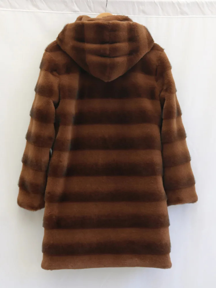 EOEN Fashion Womens faux fur coat hooded button loose thick faux mink jacket Winter Trend 241107