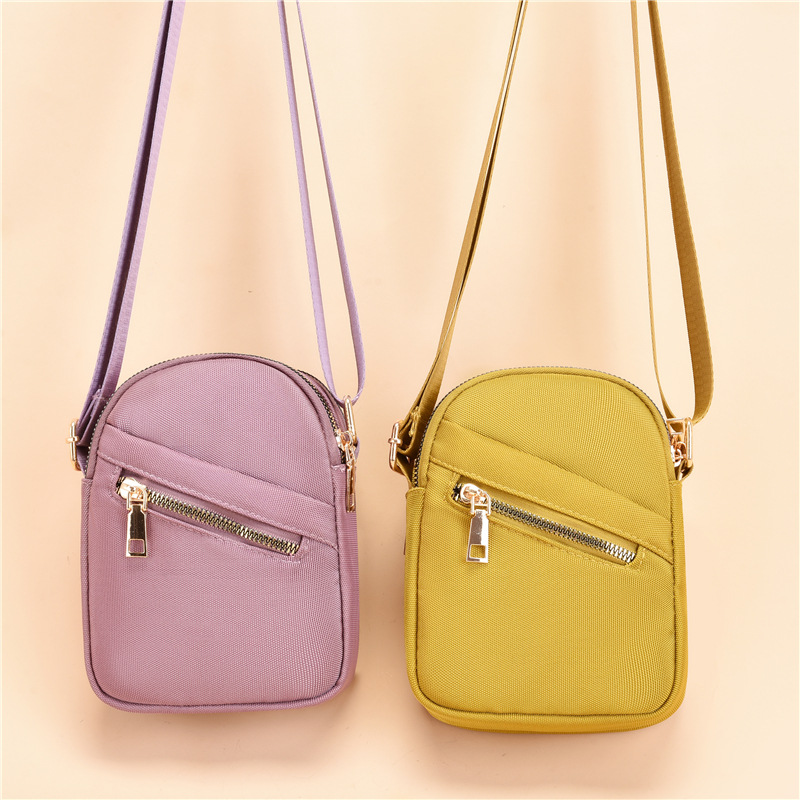 Mini Canvas Crossbody Bag Purse Clutch Ladies Nylon Zipper Mobile Phone Bag Fashion Handbag Women Casual Small Shoulder Bag