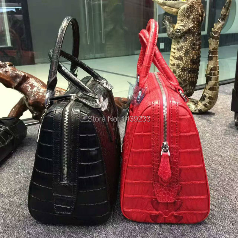 100% Real/Genuine Crocodile Skin Women Tote bag Tote Top-handle Handbag, Crocoidle skin Lady pillow style zip closure handbag