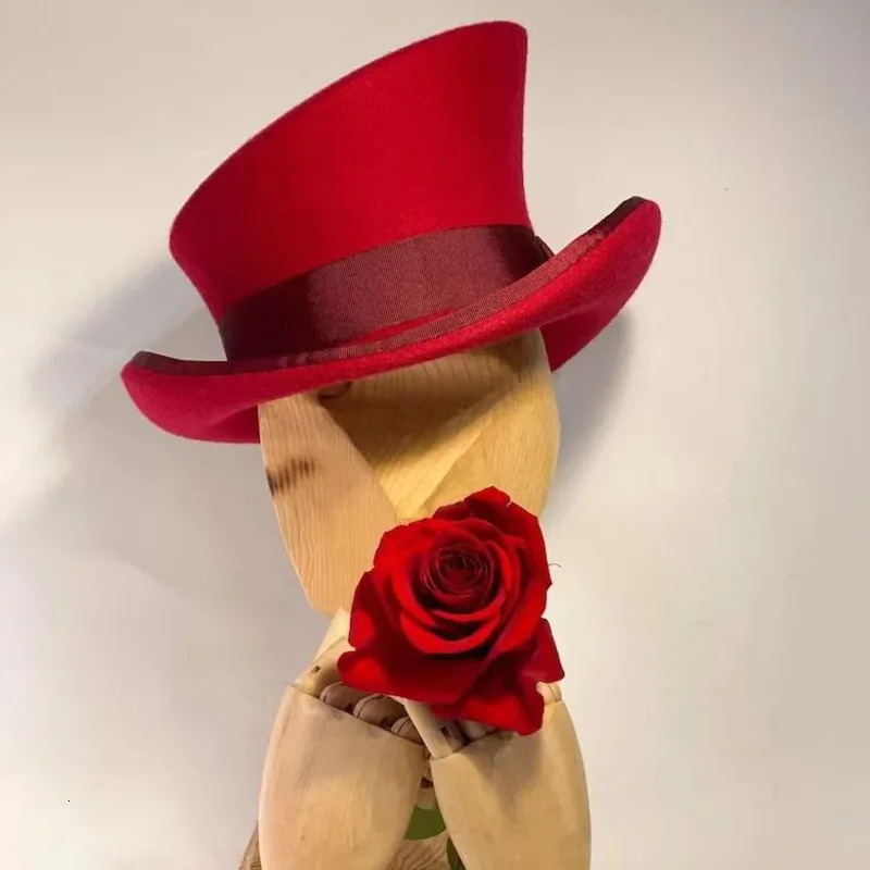 Cashmere hat asymmetrical top hat wool hat womens fashion hat ribbon hat steampunk hat wood clothing hat party hat 241106