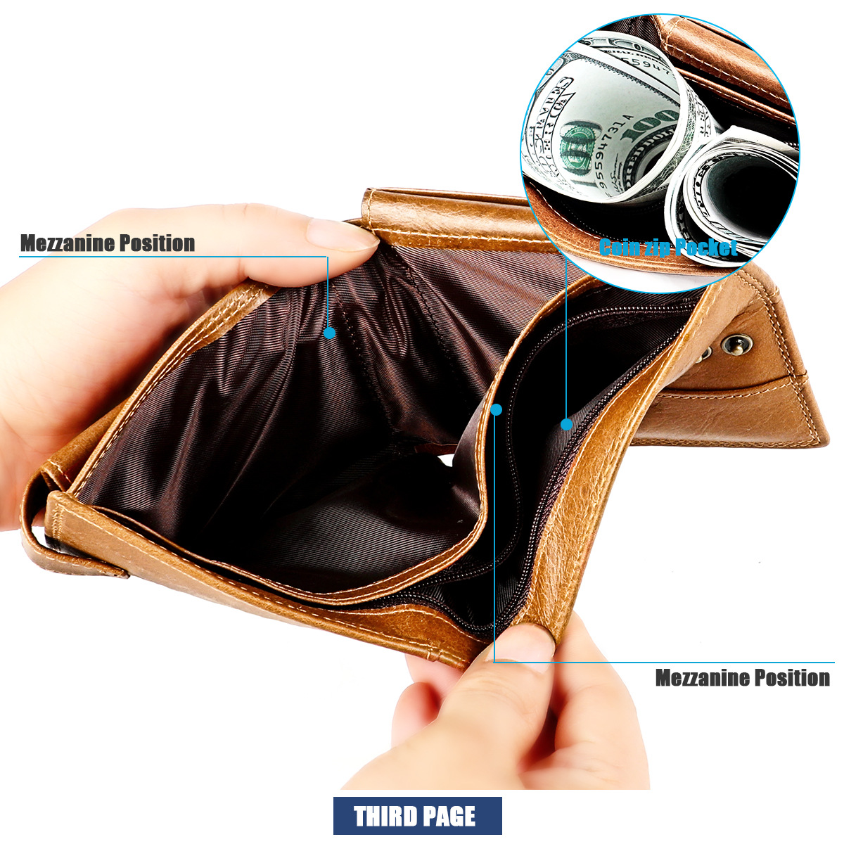 Men's Wallet Vintage Cow Skin Genuine Leather Wallet for Men RFID Credit Card Holder Purse Man Money Bag