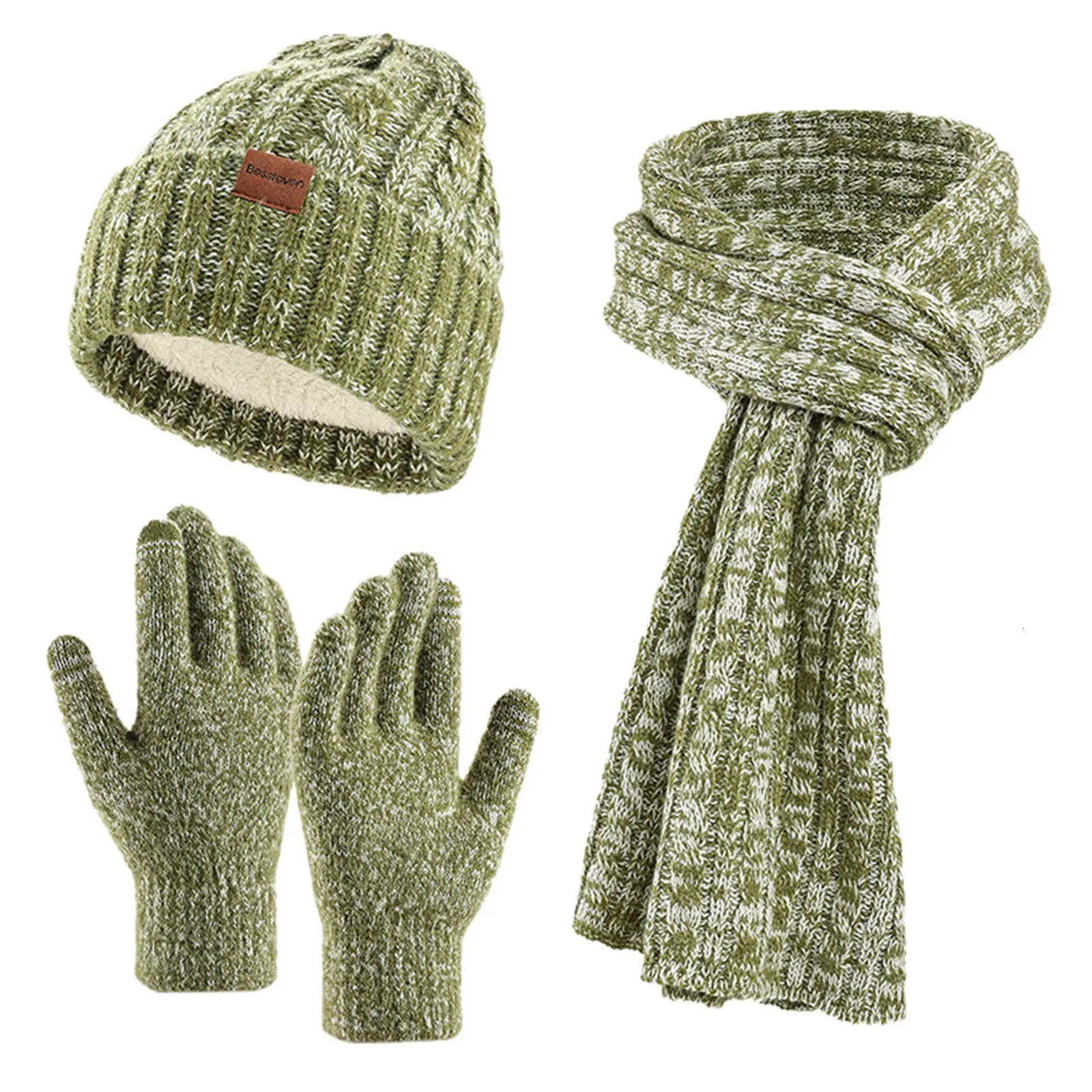 Womens winter warm hat long neck scarf touch screen gloves with wool knitted hat winter warm hat 241107