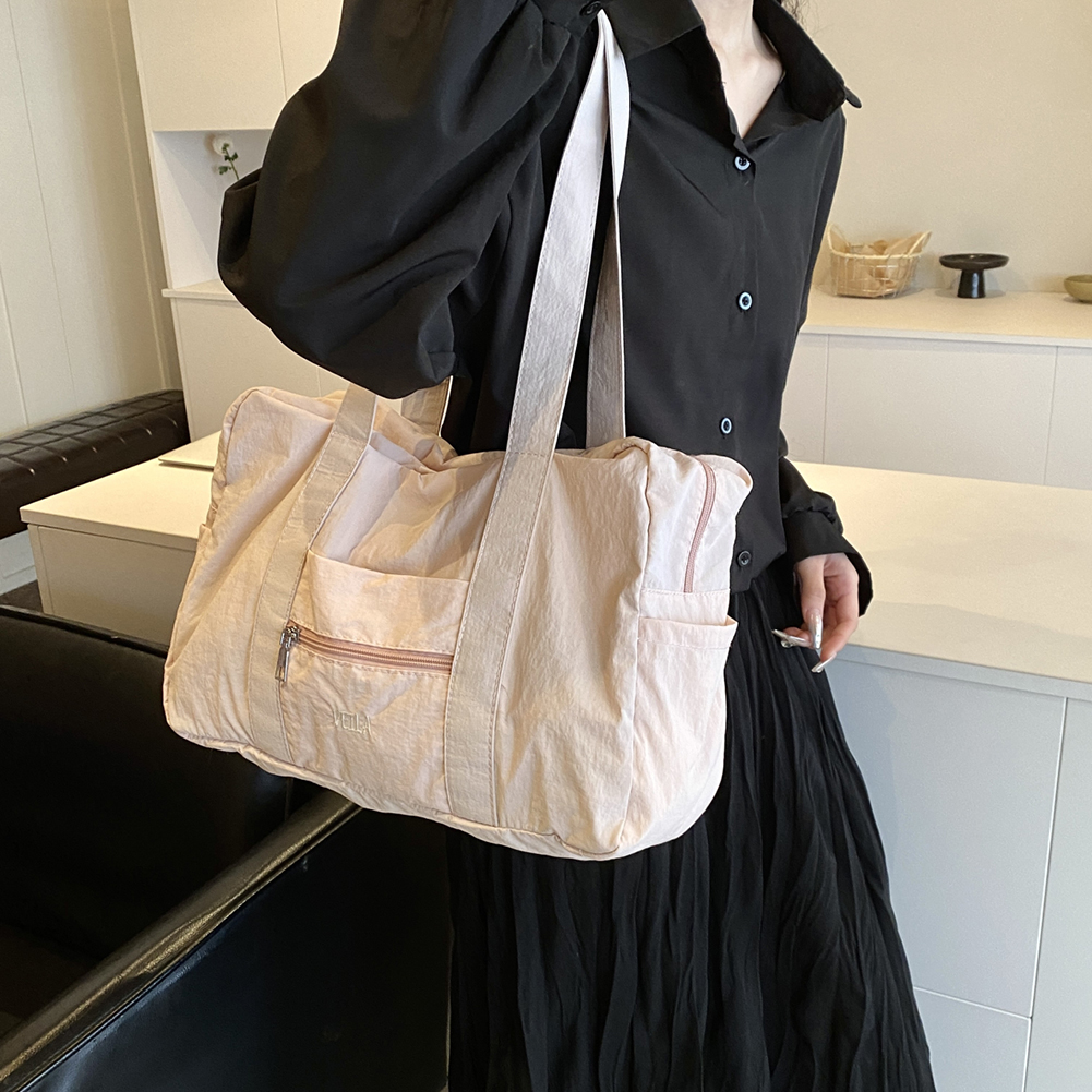 Unisex Everyday Overnight Bag Oxford Cloth Travel Carry-On Handbag Solid Color Lightweight Tote Handbag Outdoor Short Trip Bag