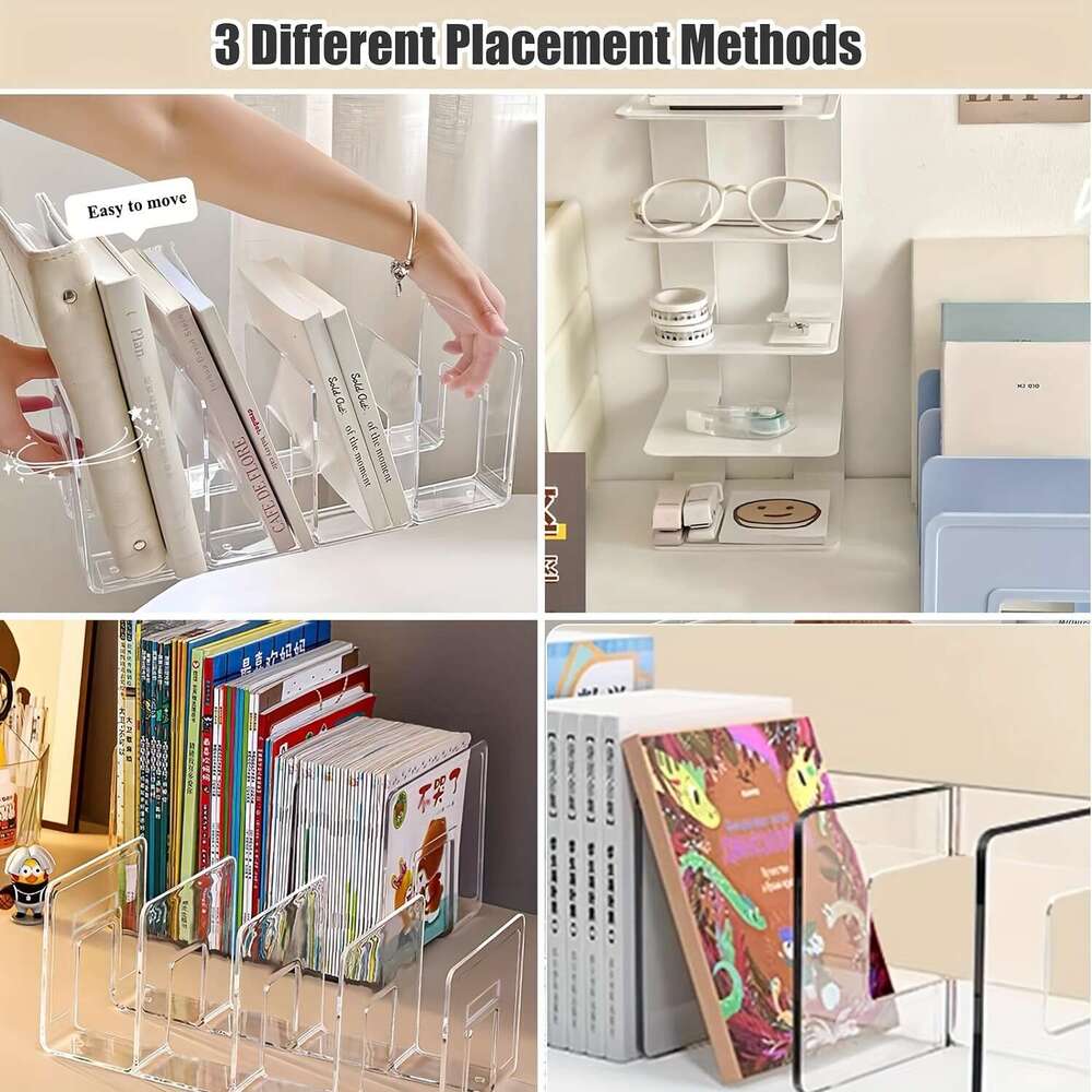 2 acrylic 4-panel compartments, transparent wardrobe partition shelves for handbag display, and others (accessory storage compartments) .