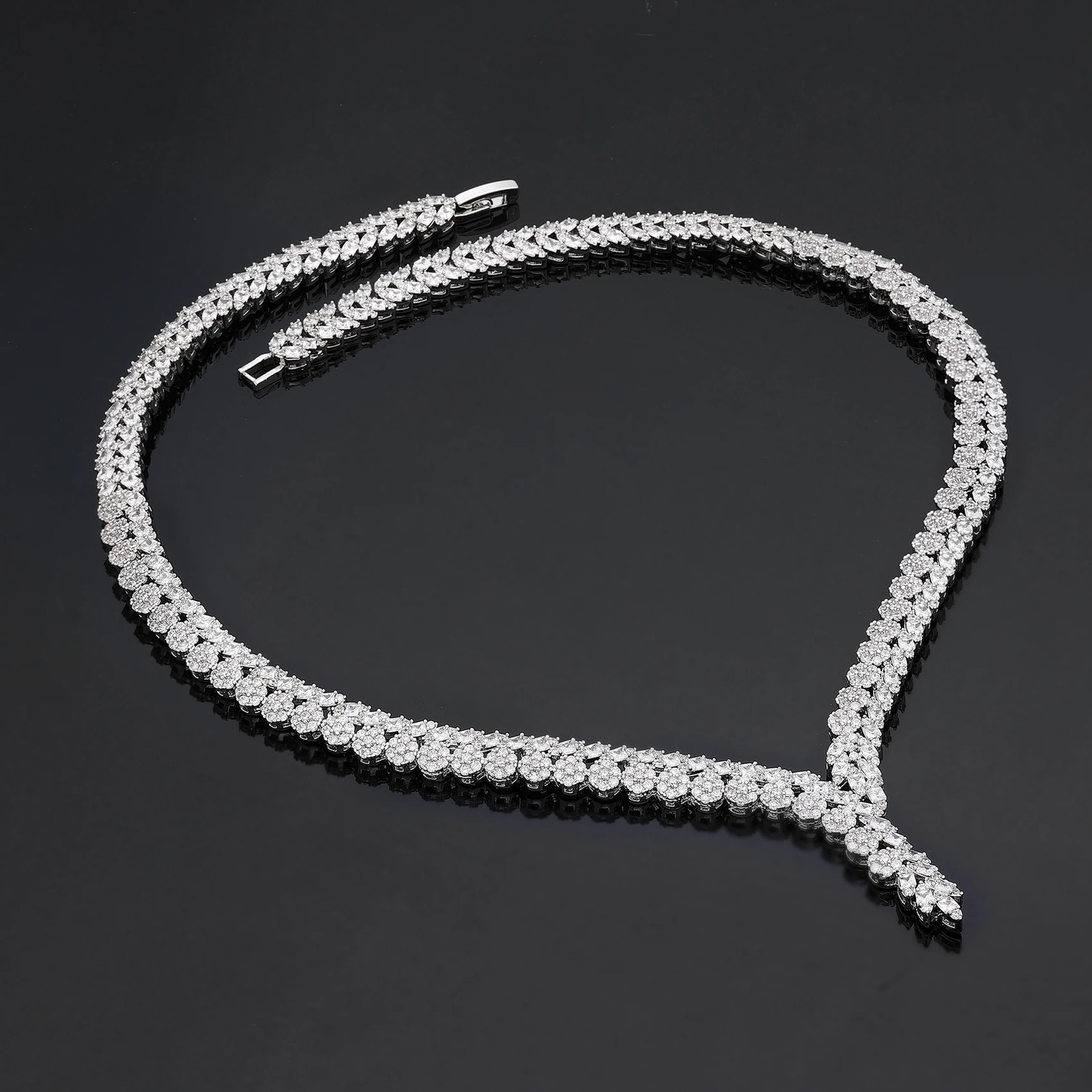 Cubic Zirconia Womens Jewelry Necklace Bracelet Bridal Wedding Jewelry Set 241106