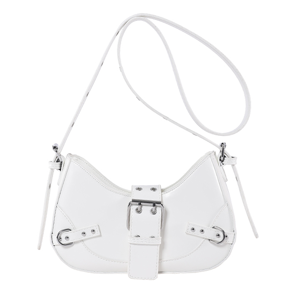 Women Cool Style Crescent Bag Adjustable Strap and Buckle Y2K Shoulder Bag Single Shoulder Bag Solid Color for Outdoor Travel
