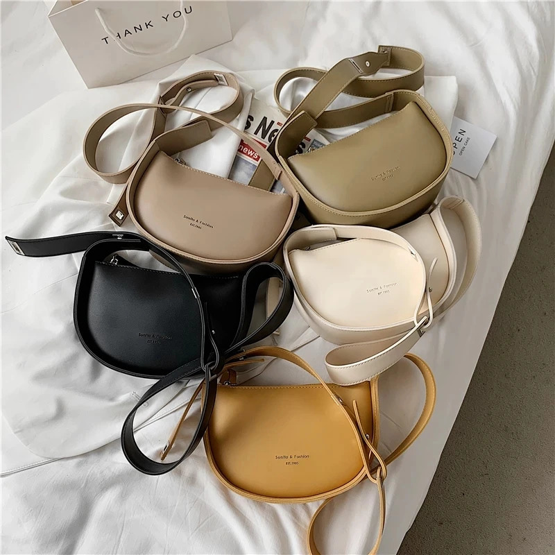 Half round saddle shoulder cross body bag suitable for female er s adjustable wide shoulder straps for girls wallets and handbags 241107