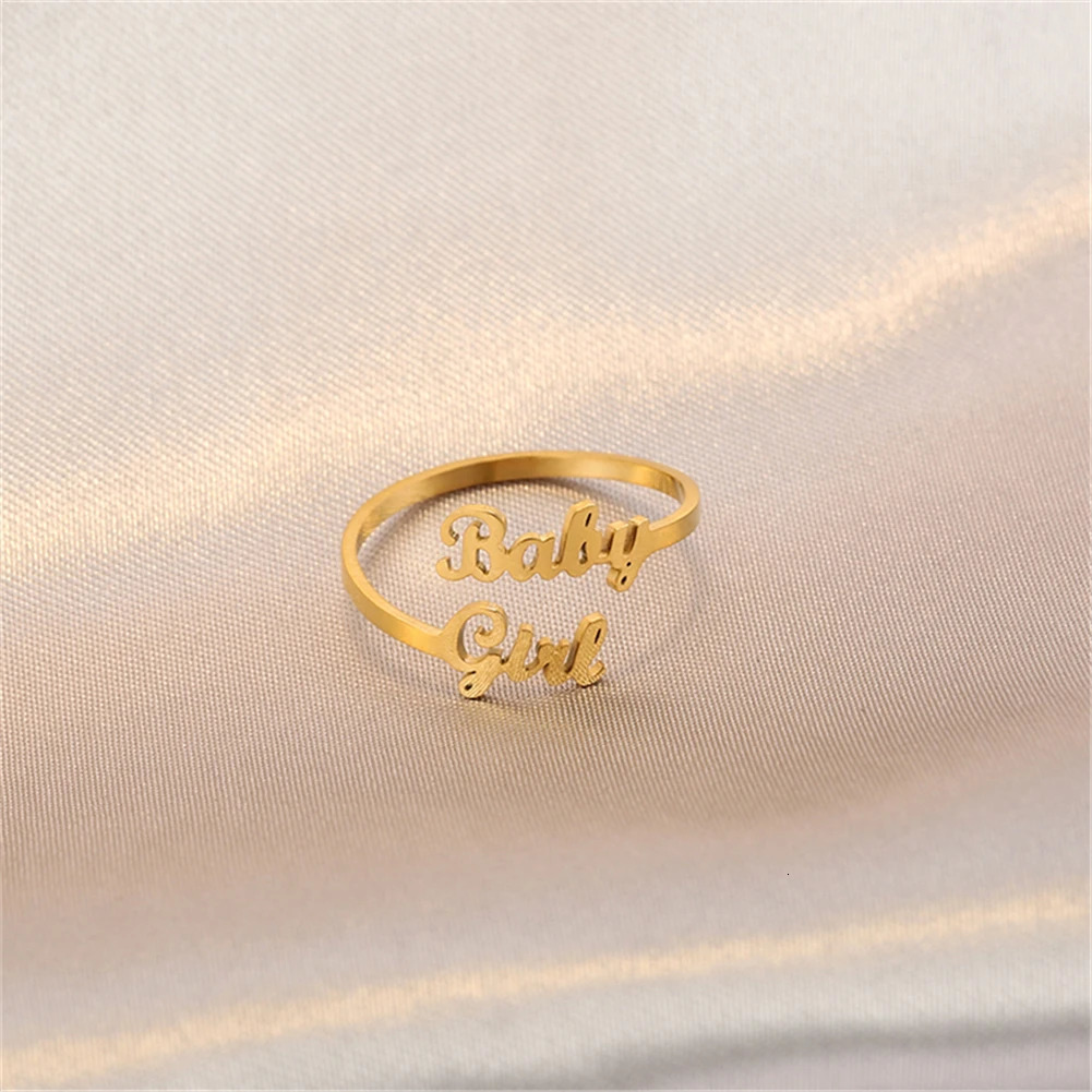 YHUISO Personalized Lover Name Anniversary Adjustable Stainless Steel Couple Ring Customized Family Double Name Ring 241106