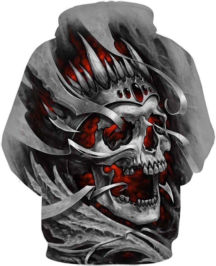 Hoodie for Mens Womens Hoodies Men Skull 3D Graphic Print Sweatshirts Pullover Tops with Pocket Graphic Cool and Handsome Skull Pattern