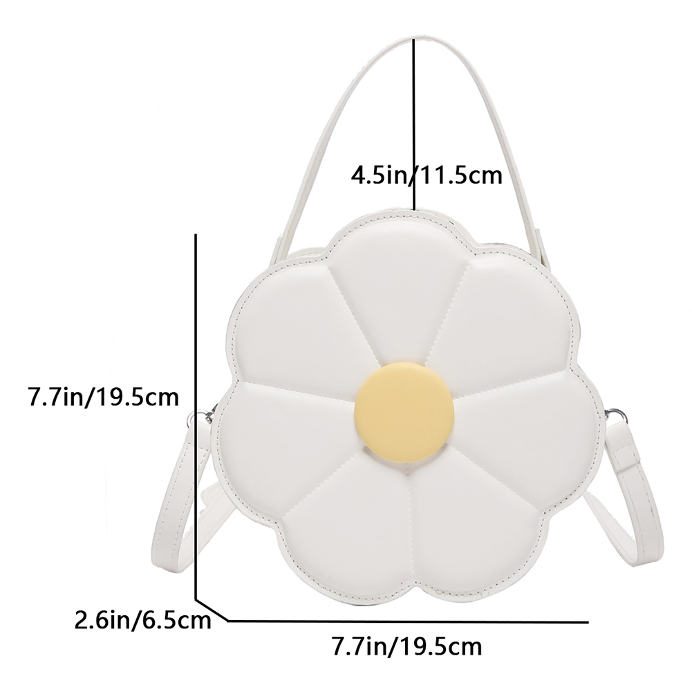 Flower Shaped Fashion Handbag PU Leather Top Handle Bag Cute Shoulder Purse with Double Zipper for Women and Girls