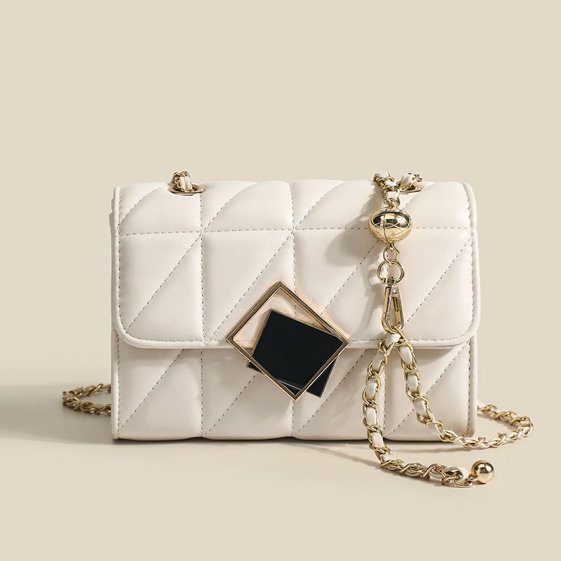Women's Summer New Fashion Lingge Chain Bag Premium Texture Niche Shoulder Crossbody Bag Small Golden Ball Bag
