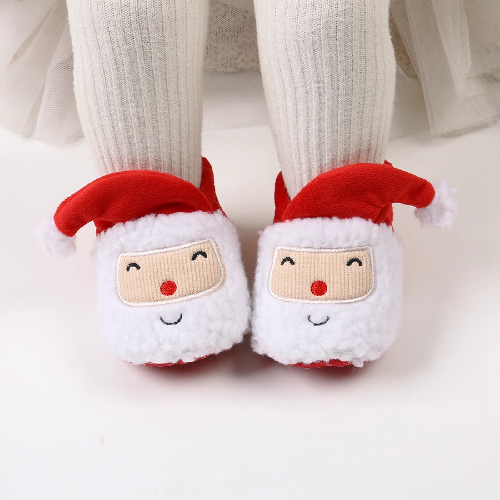 Pudcoco Infant Baby Girls Boys Winter Snow Boots Christmas Cartoon Santa Claus Warm Walking Shoes for Home Party Wear 241107