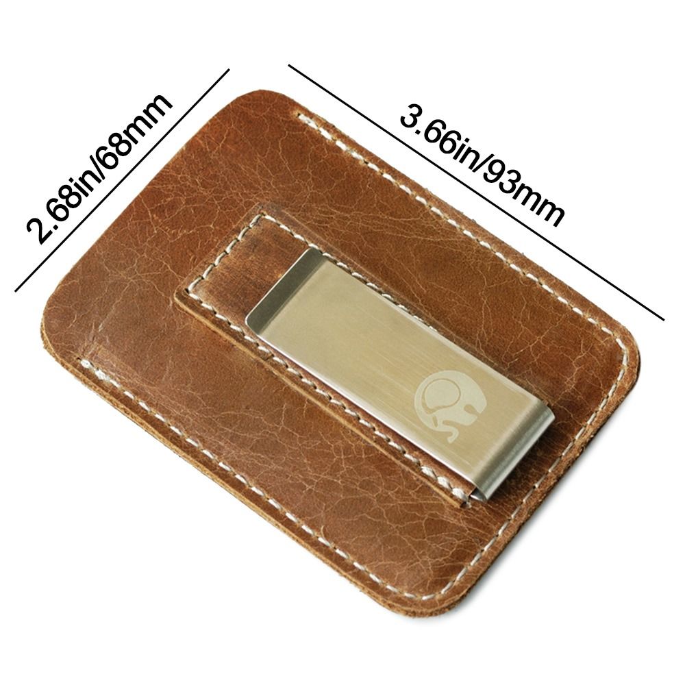 Fashion Leather Money Clip Mini Wallet Men Credit Card Slot Slim Bills Metal Cash Clamp for Man Billfold Holder Money Bag