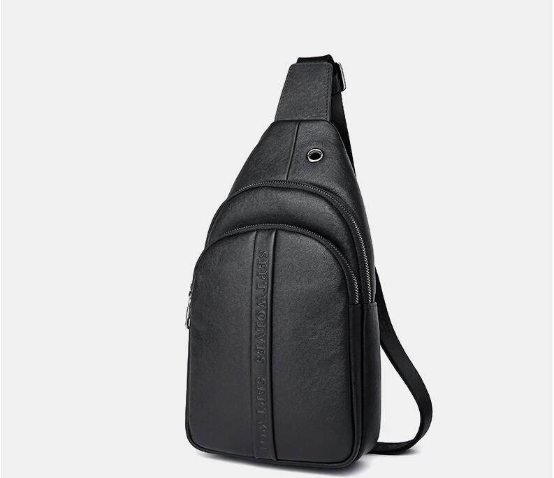 Casual Men chest bag fashion tide messenger bag Septwolves brand Genuine leather shoulder bag soft leather first layer cowhide