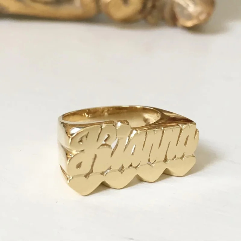 DHQH Personalized Hip Hop 3D Custom Name Ring Female Custom Letter Ring Gold Fashion Punk Ring Christmas Gift 241106