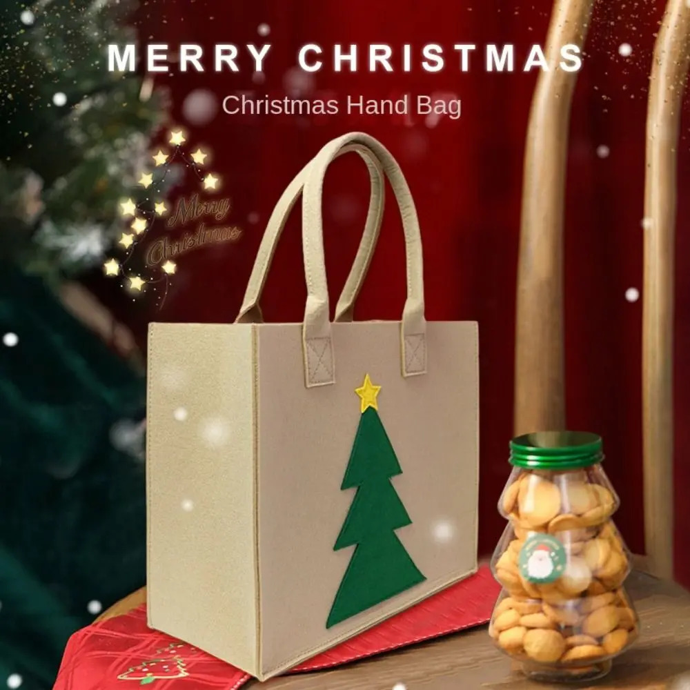 felt handbag Christmas tree cartoon handbag large capacity candy bag 241107