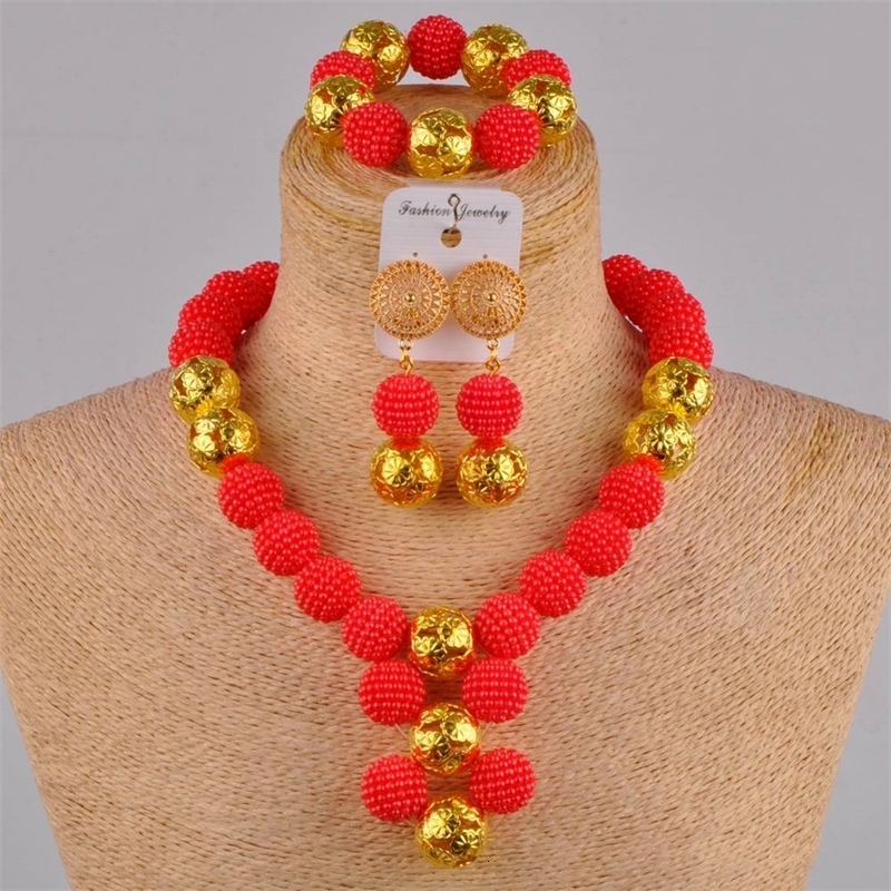 Majalia Yellow African Wedding Jewelry Nigeria Fashion Wedding African Plastic Bead Jewelry Set HH-04 241106