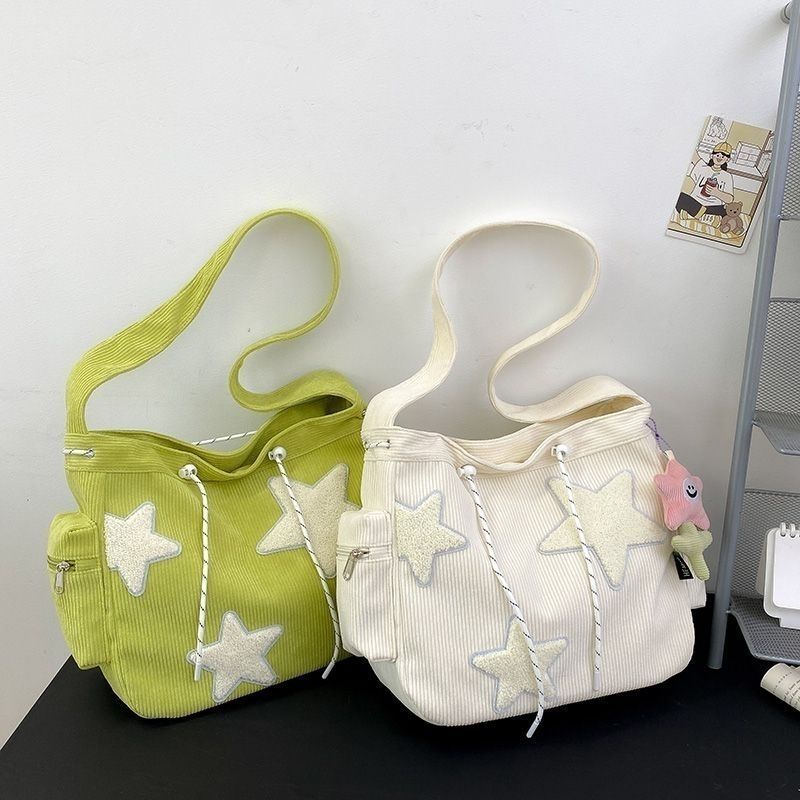 Girls Cute Star Print Shoulder Bags Women Japanese Casual Fashion Crossbody Bag Y2k Streetwear Tote Bags for College Student