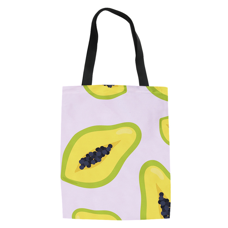 2021 New Cartoon Fruit Pattern Women Canvas Shopping Bags Reusable Travel Storage Girls Handbag Shoulder Pouch Bolsa Compra