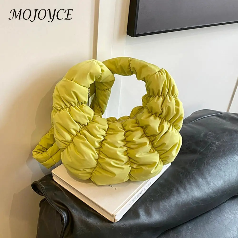 Ruched Cloud Trendy Crossbody Bag Nylon Garbage Bag Large Capacity Fashion Stray Bag Solid Color Crescent Bag 241106