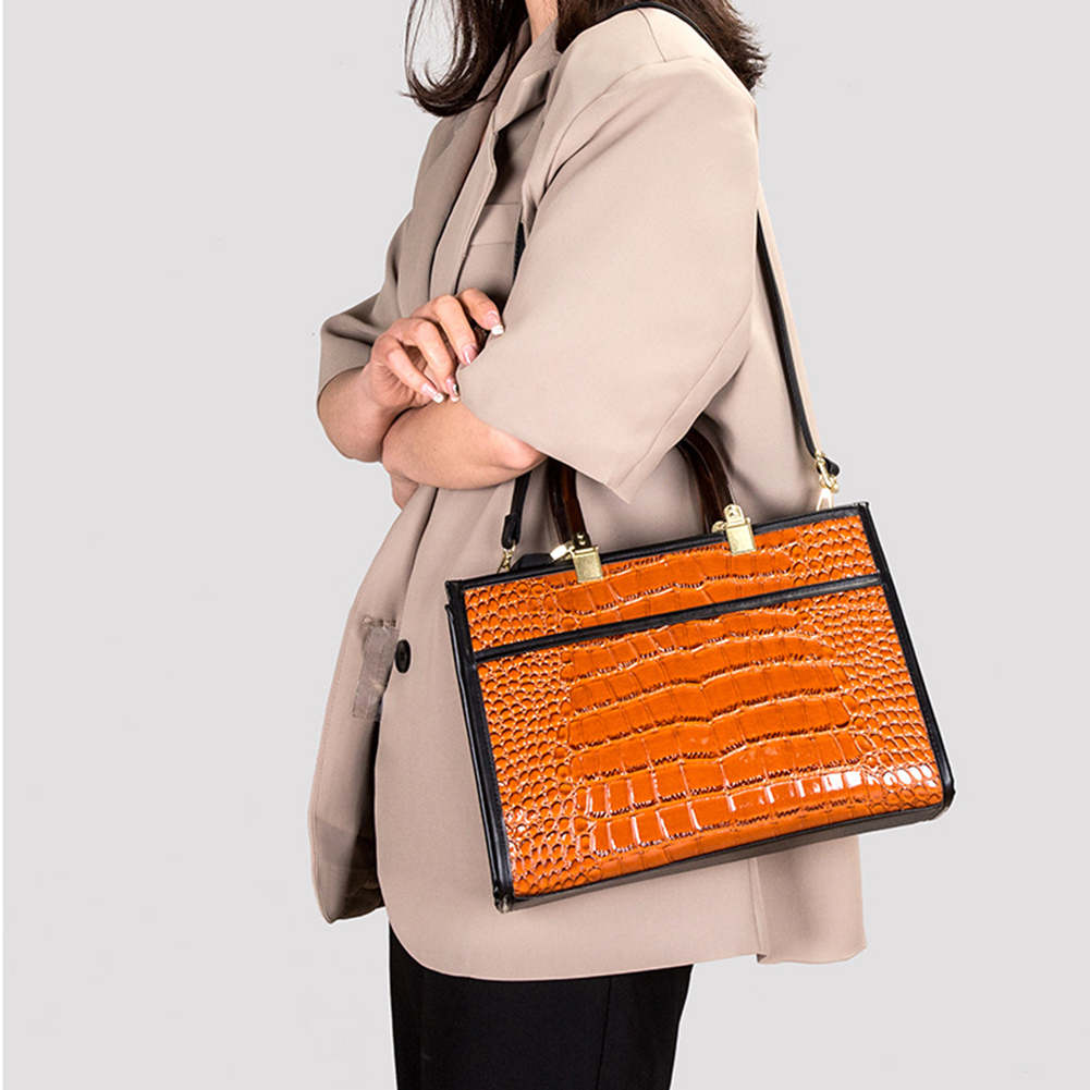 Women Crossbody Bag PU Leather Alligator Pattern Casual Handbags Large Capacity Fashion Adjustable Strap Daily Shopping Purses