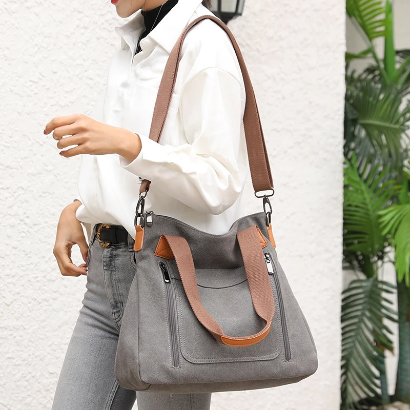 Womens Canvas Shoulder Bag er Handbag Womens Large Capacity Shopping Handbag High Quality Cross body Bag 241106