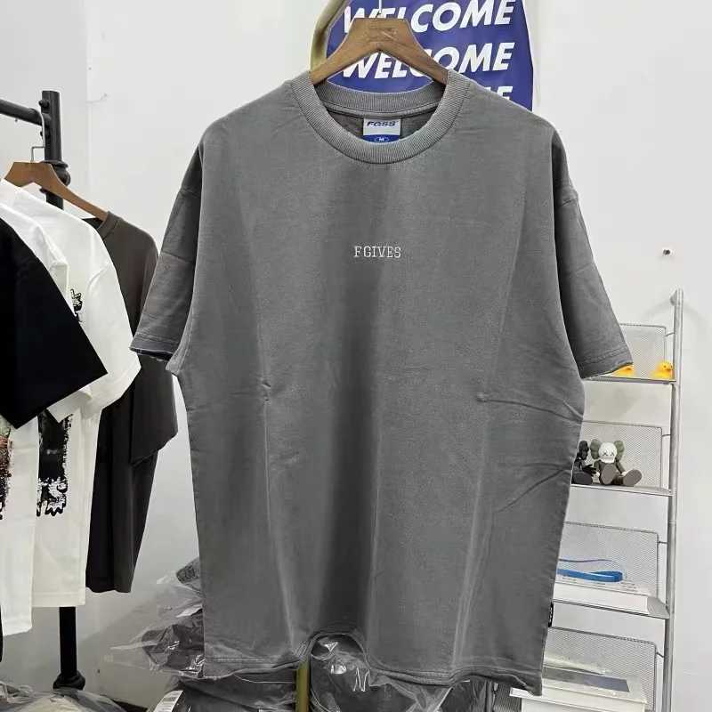 Men's T-Shirts Embroidery Letters Vintage T Shirt Washed Mens Womens High Quality Thick Material Tops T Shirt Summer J240402