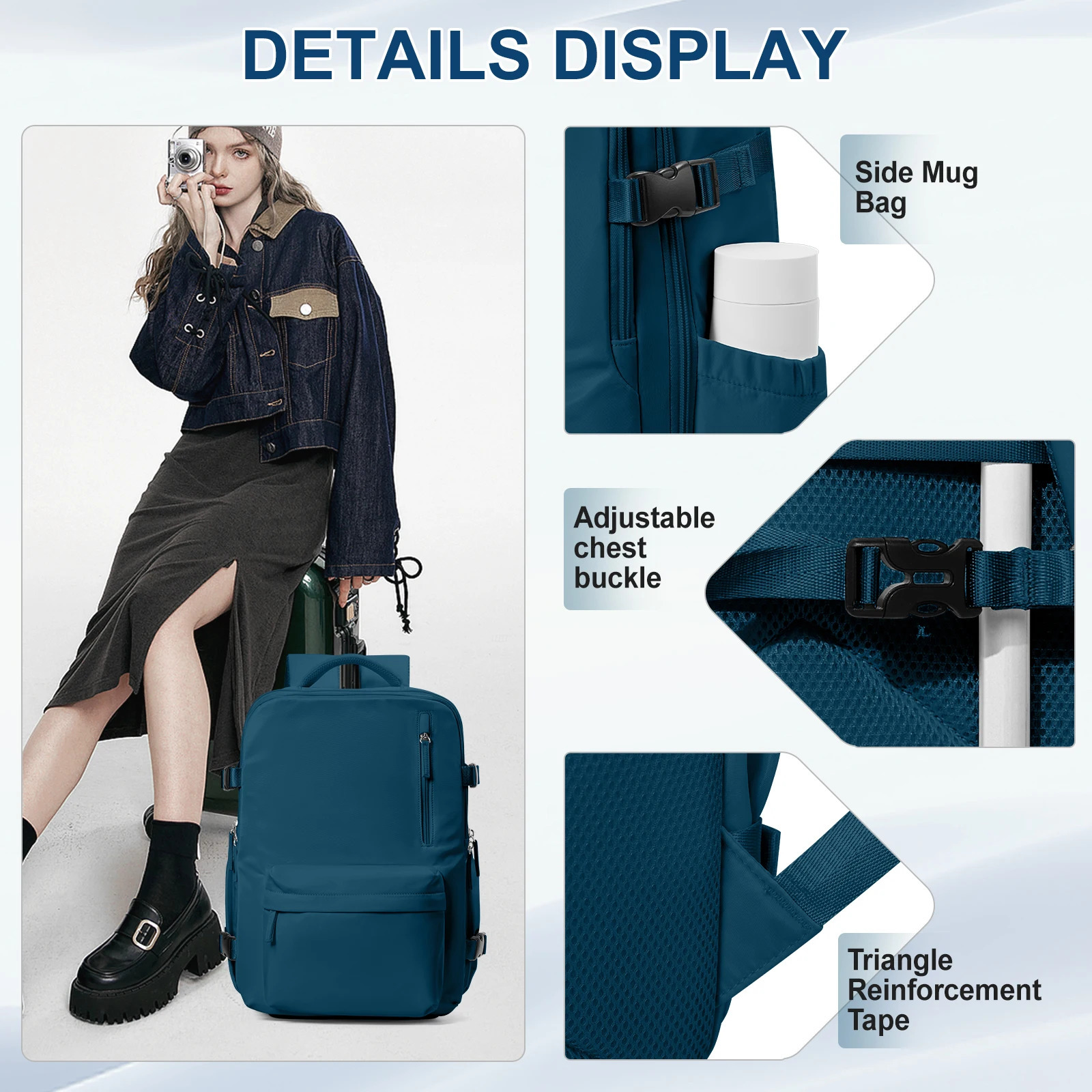Womens aviation travel backpack personal belongings bag aviation cabin bag waterproof laptop backpack college leisure school backpack 241106