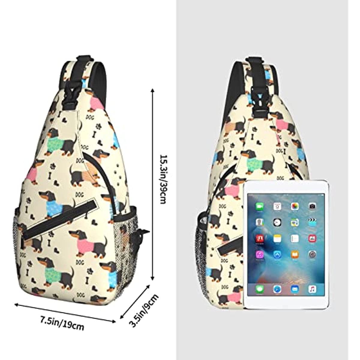 Dachshund Sling Bag Crossbody Backpack Hiking Travel Daypack Chest Bag Lightweight Shoulder Bag For Women Men