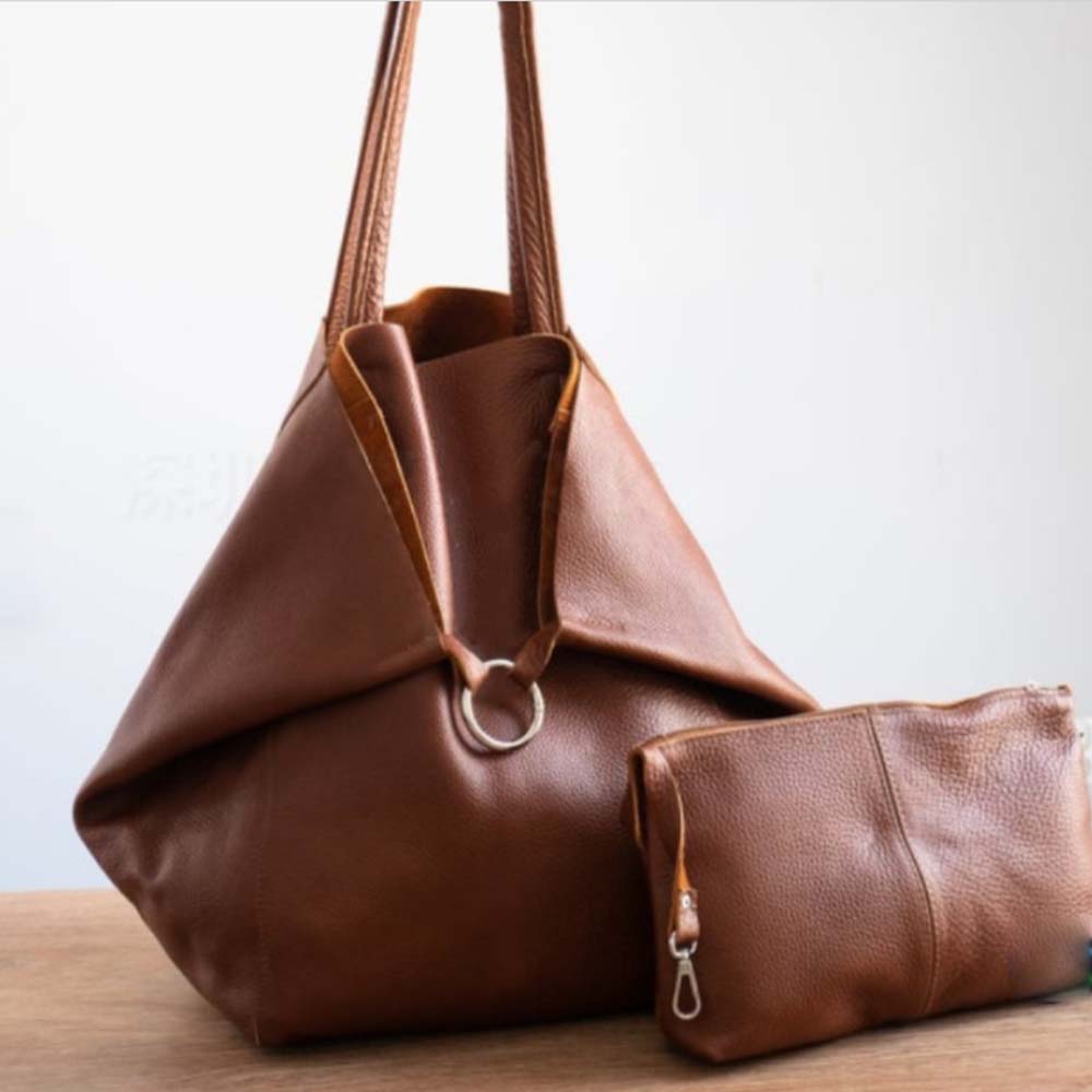 Oversized Shopper Bag Leather Quality for Women Handbags and Purses Luxury Casual Tote Travel Hand Bag Retro Shoulder Large 2021