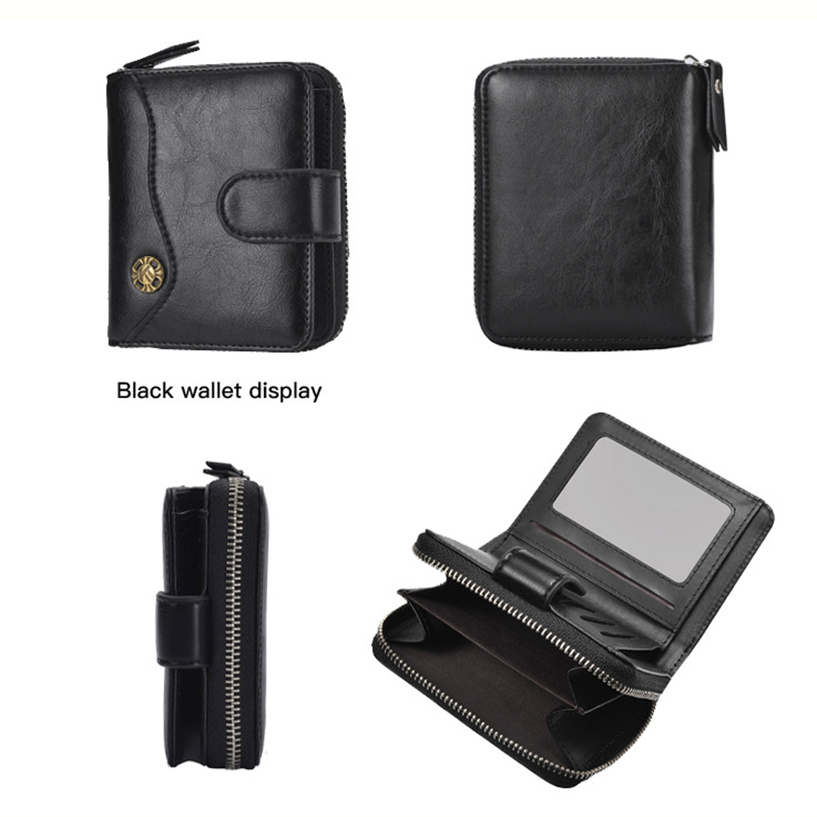 Fashion Retro Men Leather Wallets Short Money Purses Design Men Thin Wallet with Zipper Coin Bag Business Card Holder Case
