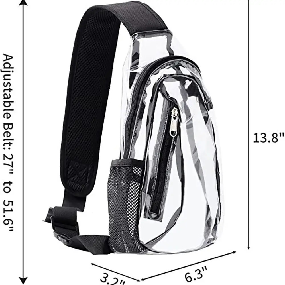 Transparent PVC hanging bag transparent sports field shoulder cross backpack for men 241106