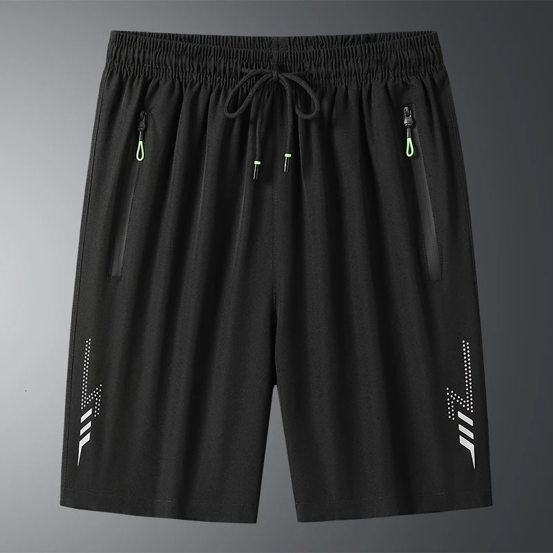 Summer Cool Ice Silk Mens Large Size Shorts Straight 5Point Pants Sports Baggy Beach Bermuda Casual M8Xl 240407