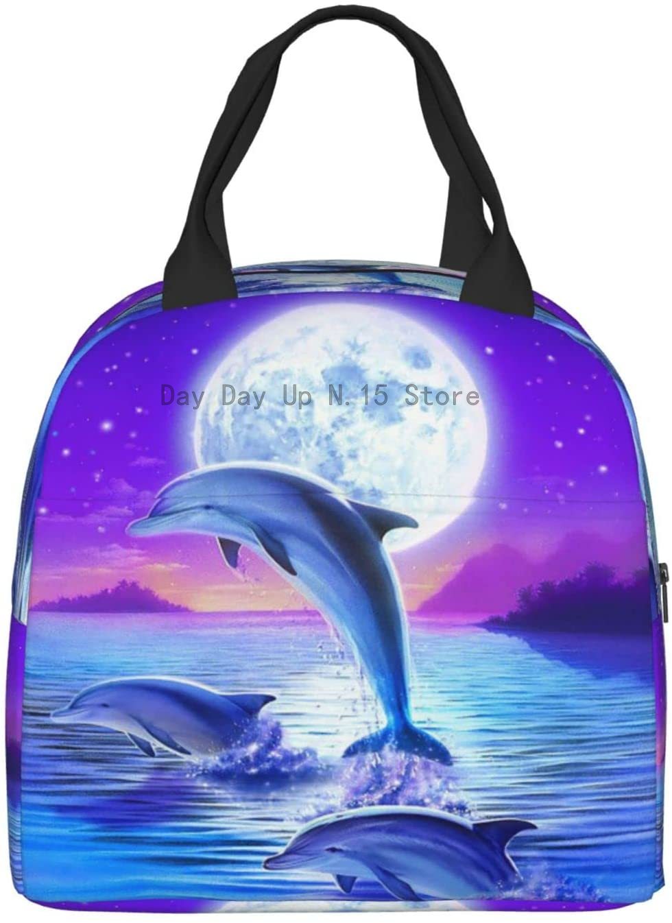 Dolphin Lunch Box for Kids Boys Girls Reusable Lunch Tote Bags, Perfect for School/Camping/Hiking/Picnic/Beach/Travel