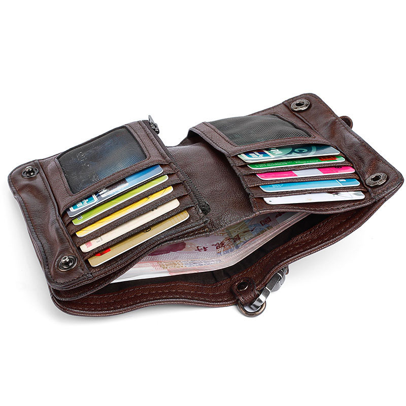 AETOO Original punk style handmade vertical retro wallet men short leather men's youth fold lambskin