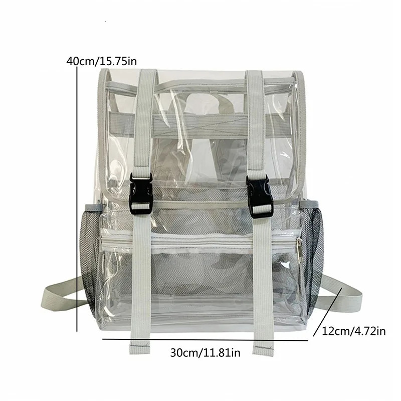 Backpack for teenage girls Japanese second element school bag PVC backpack womens shoulder bag transparent pocket Itabag Mochila 241107