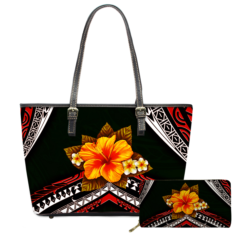 Noisydesigns Polyneisa Plumeria Print Woman Handbag With Purse 2Pcs Leather PU Ladies Tote Bag Casual Travel Lady Dropshipping