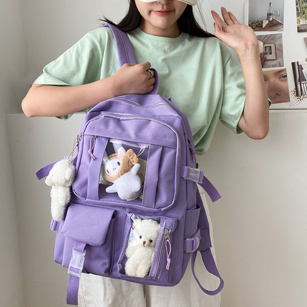 Girls Boys Travel Backbag College Bag Teenage Nylon Book Bag Large Capacity College Backpack Fashion Students School Bag