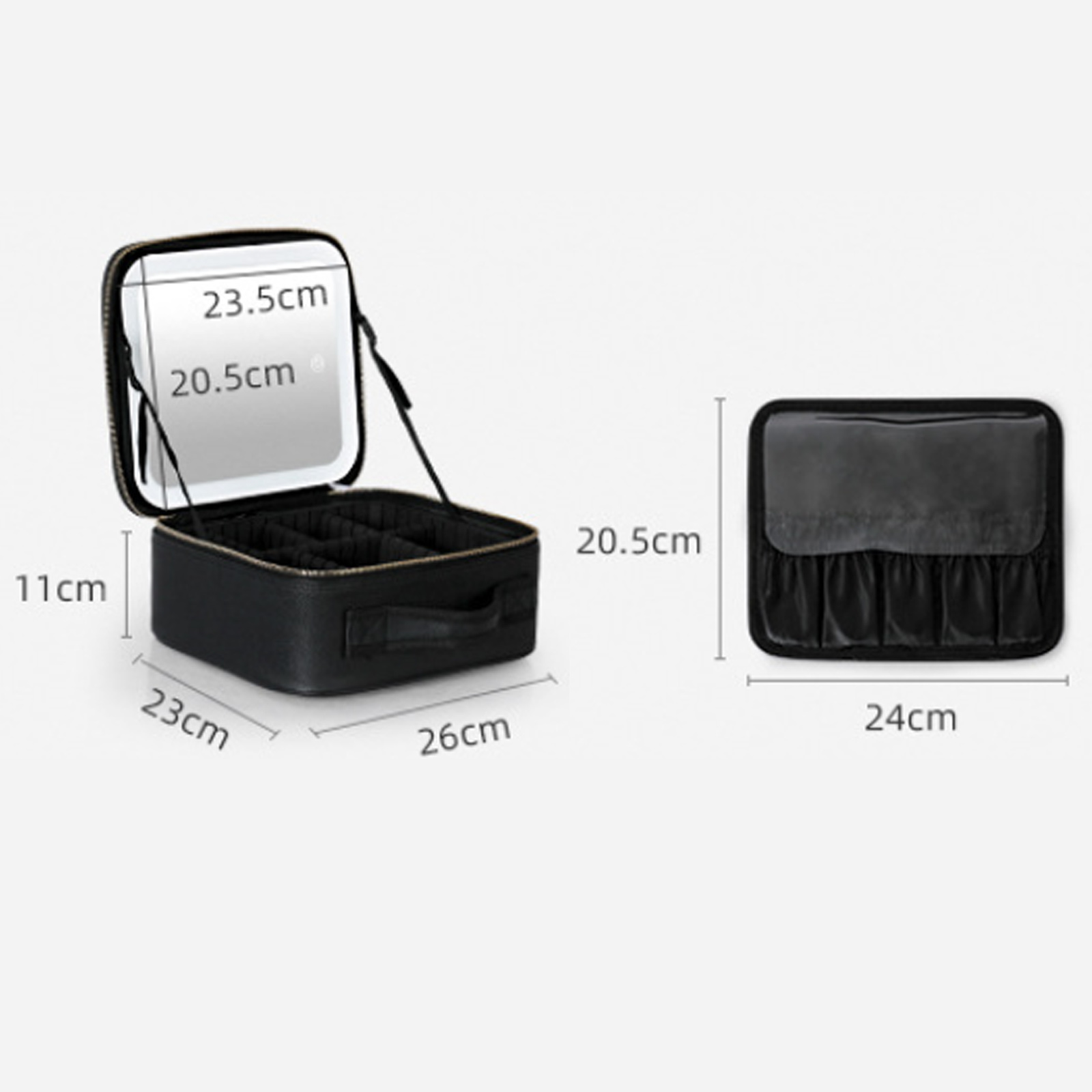 PU Cosmetic Case With Adjustable Brightness LED Mirror Women Portable Large Capacity Travel Toiletry Makeup Jewelry Storage