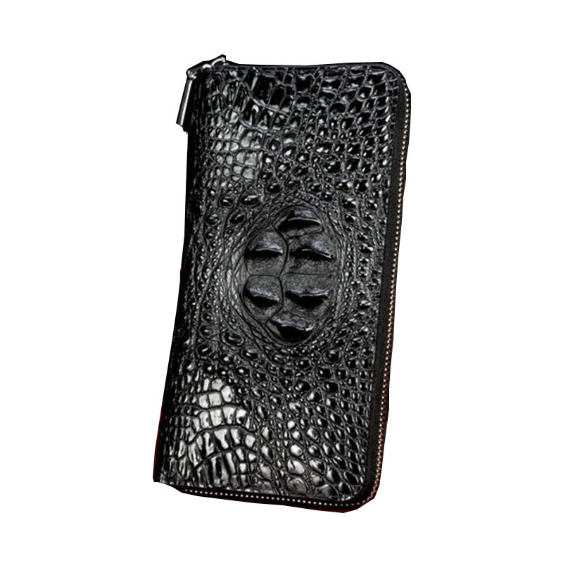 Genuine Leather Business Long Wallet High Quality Luxury Casual Single Zipper Purse Men Multiple Card Positions Clutch Billfold