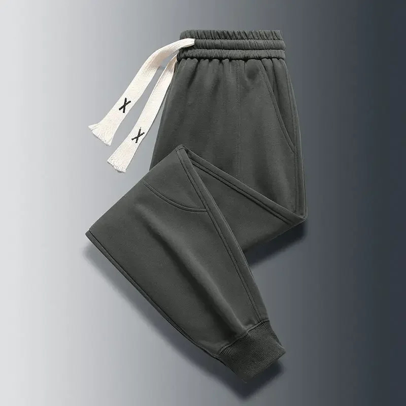 Sweatpants for Men Autumn and Winter Grey Cropped Trousers Man Sports Pants Plain Skinny Tights Cotton Slim Y2k Baggy Joker Wide 241104