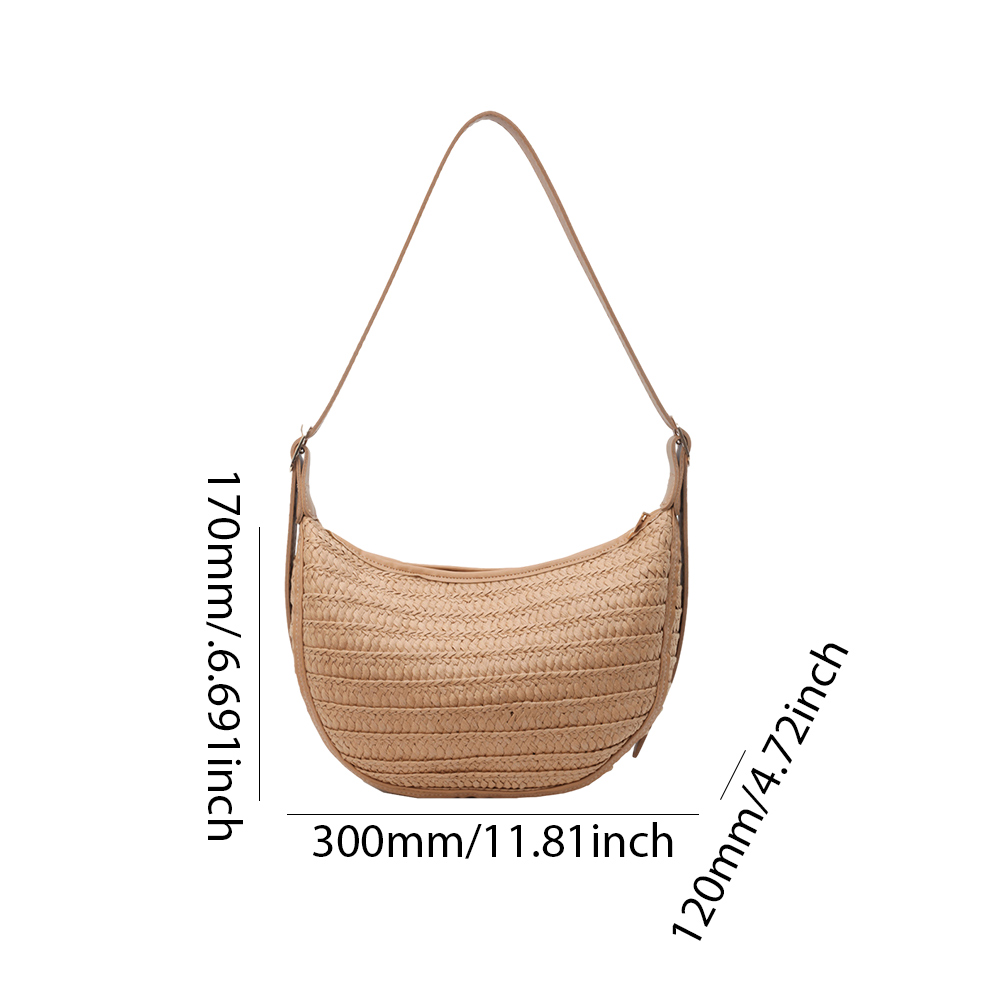 Ladies Fashion Summer Straw Crossbody Bag Women Beach Holiday Shopping Woven Shoulder Handbag Purses Trendy Women Hobo Bags