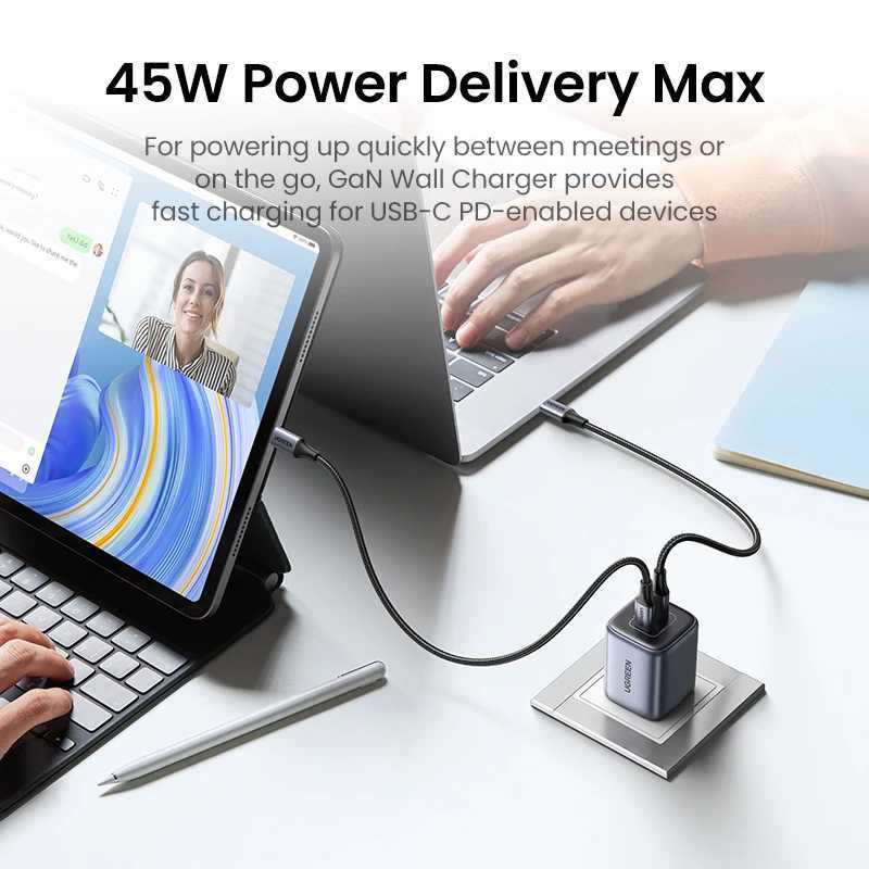 UGREEN GaN 45W USB Charger PD QC 3.0 Fast Charger Quick Charger for iPhone 15 14 Pro Phone Charger for S24 S23 Y241106